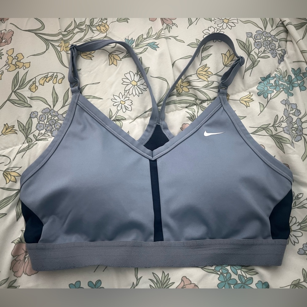 Nike Light Blue and Navy Sports Bra